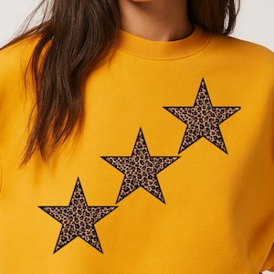 Leopard Star Print Hoodie: Unisex Fleece Sweatshirt