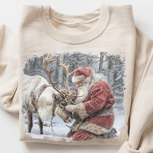 Retro 90er Jahre Vintage Santa Sweatshirt - Neunziger 90er Jahre Retro Santa Claus Sweatshirt - Top Urlaub Rentier Liebhaber - Frauen Männer Top Urlaub Pullover