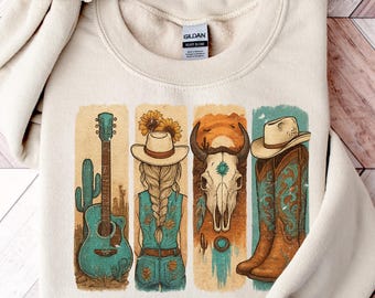Cowgirl-tröja, rodeo-tröja, country-tröja, cowgirl-tröja retro, countrykonsert-tröja, western-grafik-tröja för kvinnor, western-tröja