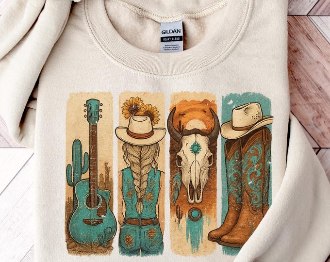 Cowgirl Sweatshirt, Rodeo Shirt, Country Shirt, Cowgirl Tshirt Retro, Country Concert Tee, Western Graphic Tee for Women, Western Sweatshirt