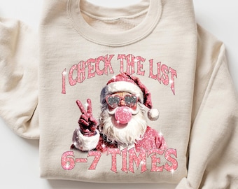 Funny 6 7 Six Seven Sweatshirt, Santa Says 67 Christmas Crewneck, Gen Z Meme Xmas Sweater, Teen Slang Holiday Gift Sweatshirt, Christmas