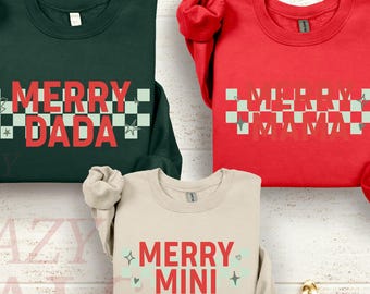 Matching Family Sweatshirt for Christmas, Holiday Family Pajamas, Mom Dad and Mini Christmas, Plaid Family Shirt, Xmas Family Sweatshirts