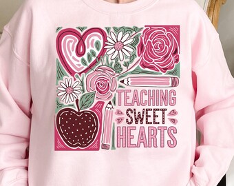 Sudadera y camisa Teaching Sweethearts, suéter para el Día de San Valentín para maestros, atuendo para el Día de San Valentín para maestros, regalo para el Día de San Valentín para maestros