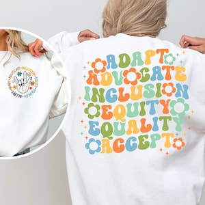 Retro Adapt Advocate Inclusion Equity Equality Accept Tshirt,Special Education Shirt,Autism Shirt,Teacher Sped Tee,Inclusion Shirt