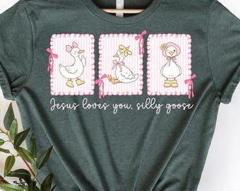 Retro Comfort Silly Goose Shirt, Goose Jesus Loves You, Funny Silly Goose Shirt, Funny Western Tee, Funny Graphic Tee, jaren 90 Esthetic Tshirt