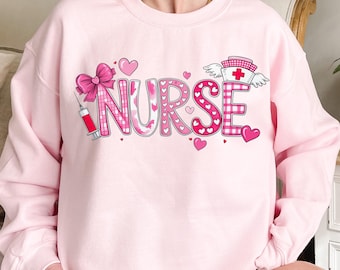 Sweat infirmière Saint-Valentin, chemise infirmière Saint-Valentin, t-shirt mignon infirmière Saint-Valentin, cadeau d'appréciation d'infirmière, tenue coeur médicale Saint-Valentin