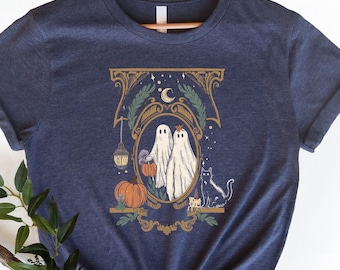 Vintage Halloween Ghost Shirt: Floral Retro Spooky Pumpkin Tee, Halloween Ghost Lover Pumpkin Halloween Gift