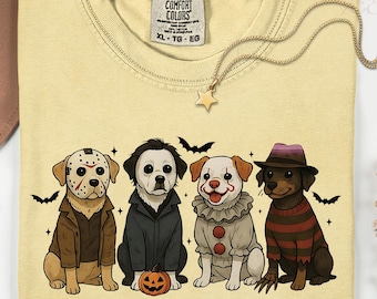 Comfort Colors® Halloween Dog Shirt, Funny Halloween Shirt, Dog Lovers T-Shirt, Retro Halloween, Horror Movie Halloween Shirt