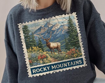 Felpa vintage delle Montagne Rocciose del Colorado, maglione retrò da trekking con grafica, felpa da avventura all'aria aperta anni '90, top ispirato alla natura, regalo per gli amanti della montagna