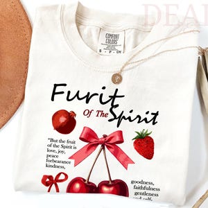 Camiseta Comfort Colors® Fruto do Espírito, camiseta cristã para mulheres e homens, vestuário de fé vintage, camiseta com versículos bíblicos, presente religioso estético