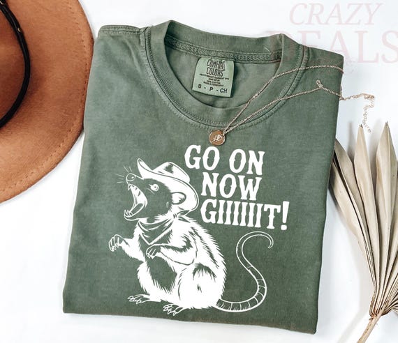Comfort Colors® Cowboy Opossum T-shirt, Go on Now Git Tee, Western