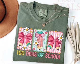Comfort Colors® 100 Days Of School T-Shirt, Retro Student Teacher One Hundred Days Tee, Preschool 100th Day Shirt