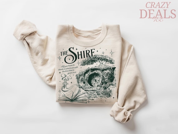 The Shire LOTR Sweatshirt For Fans, Fantasy Book Lover Hoodie, Funny Second Breakfast, Gift For Book Lover, Bookish Gift, Tolkien Sweatshirt