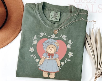 Camiseta vintage de abuela de segunda mano con corazón de oso, regalo para abuela, camiseta floral con oso, regalo para abuela, camiseta de regalo