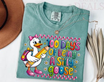 Comfort Colors® 100 Days Of School Goose Teacher T-Shirt, Cute Classroom Teacher Tee, Funny 100th Day Activities Shirt