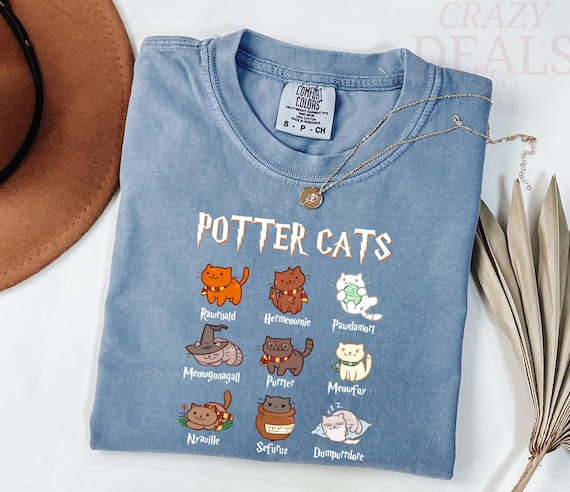 Comfort Colors® Potter Cat Shirt, Funny Cats Shirt, HP Lover Gift, Hp Fall Gift, HP Fall Shirt, Wizard Lover, Universal Studios Trip Shirt