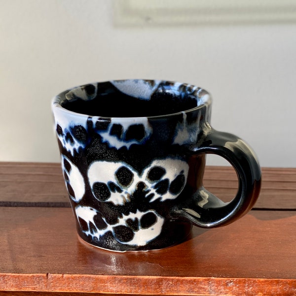 6 oz. Sea of Skulls Mug in Black & White