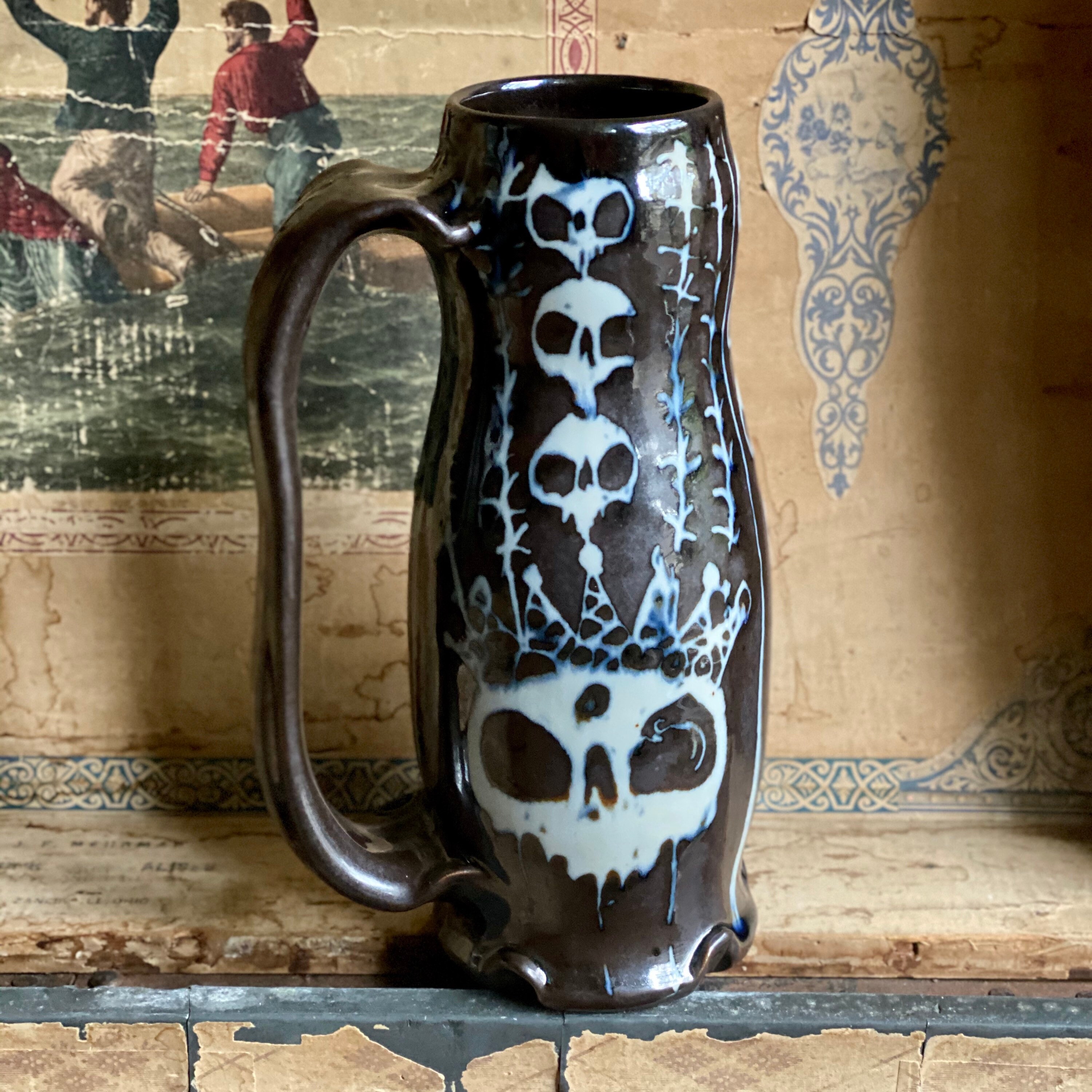 Apocalypse Now Skull Beer Stein in Glossy White & Metallic Etsy