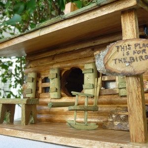 LOG CABIN BIRDHOUSE, Rustic Cabin Birdhouse, Log Cabin image 2