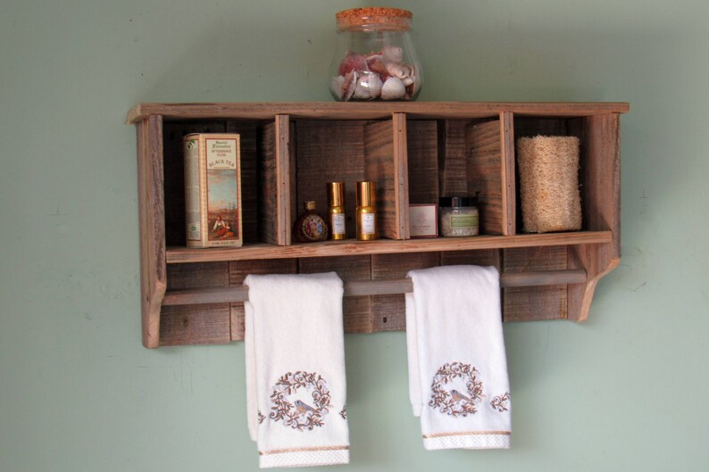 Bathroom Wall Shelf with Towel Bar Wall Cubby Towel Bar Etsy