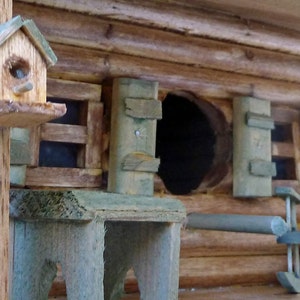 LOG CABIN BIRDHOUSE, Rustic Cabin Birdhouse, Log Cabin image 3