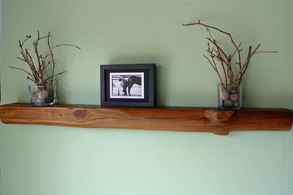 Reclaimed Wood Floating Shelf Log Shelf Natural Log Shelf Etsy