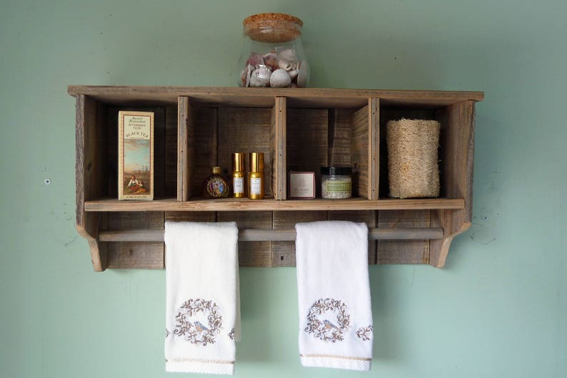 Bathroom Wall Shelf with Towel Bar Wall Cubby Towel Bar Etsy