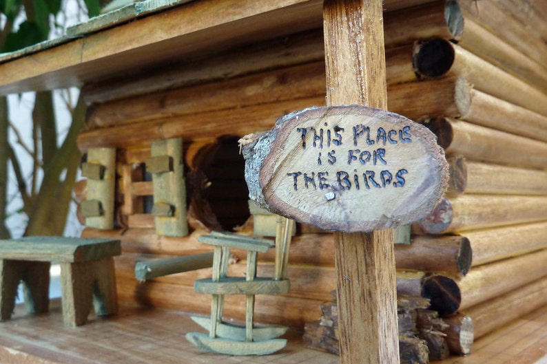 LOG CABIN BIRDHOUSE, Rustic Cabin Birdhouse, Log Cabin image 5