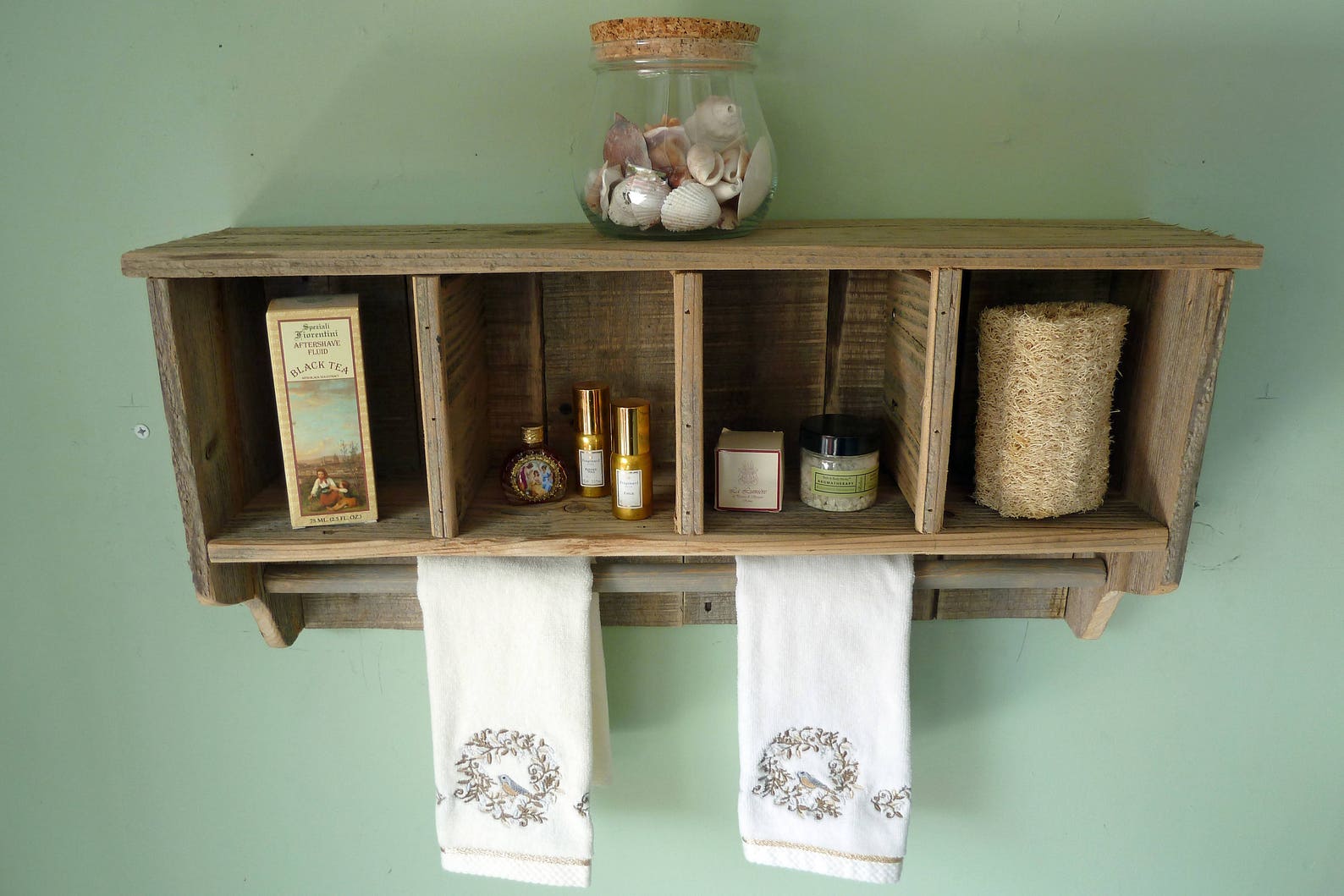 Bathroom Wall Shelf with Towel Bar Wall Cubby Towel Bar Etsy