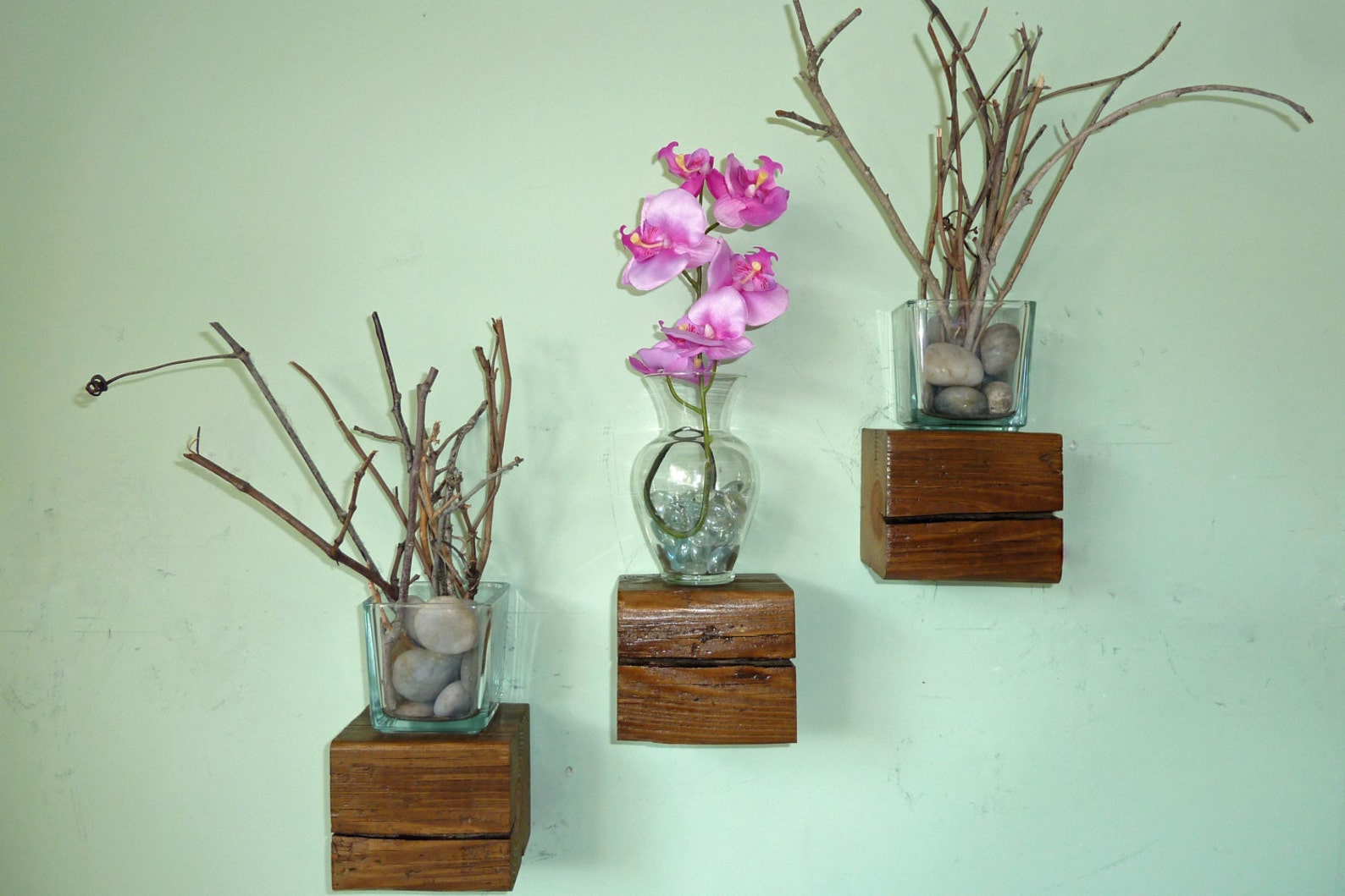 Reclaimed Wood Floating Cube Shelves Set of 3 Etsy