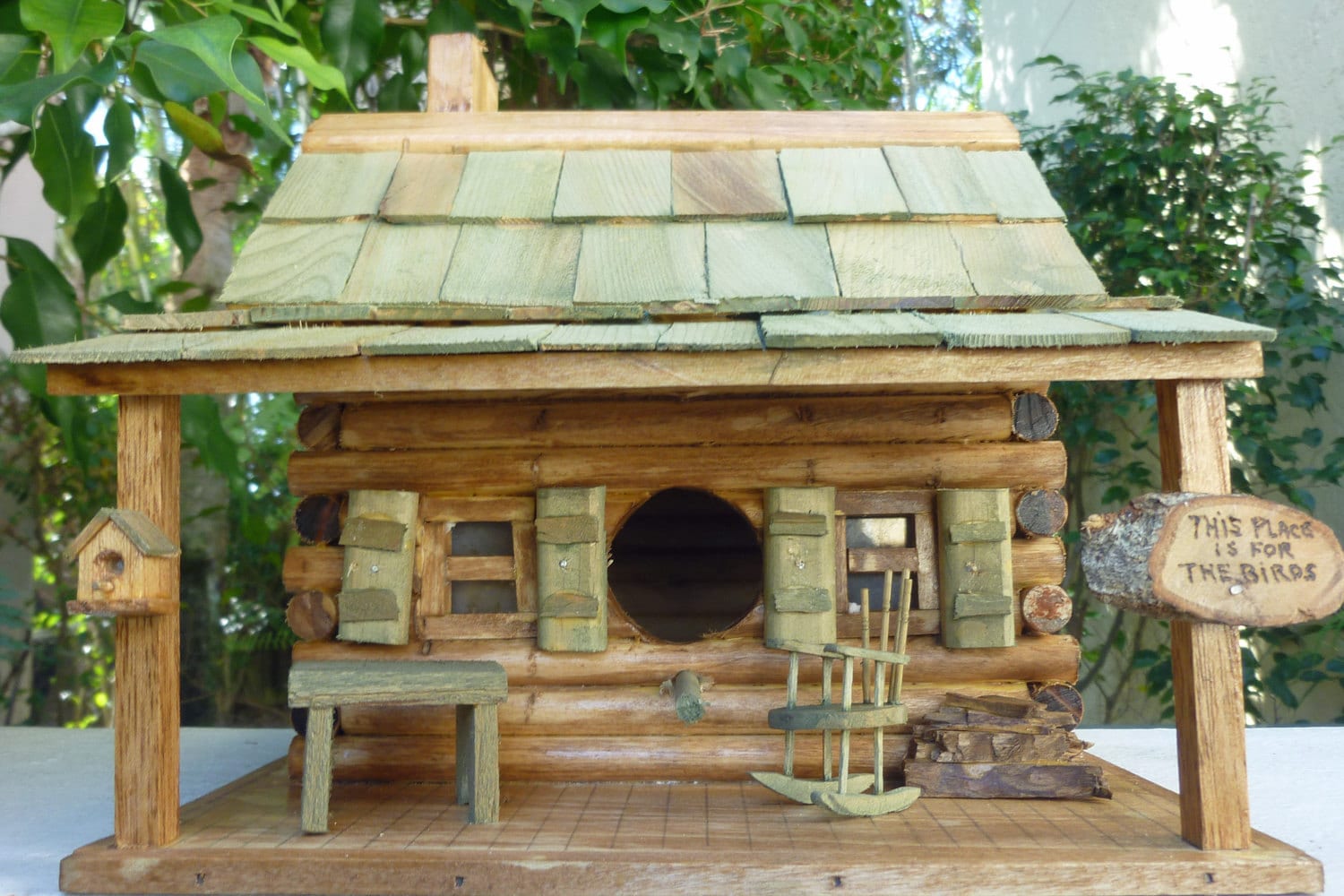 Outdoor Birdhouse Birdhouse Wood Birdhouse Log Cabin Birdhouse Rustic Birdhouse Wood Cabin Birdhouse Hand Painted Birdhouse,