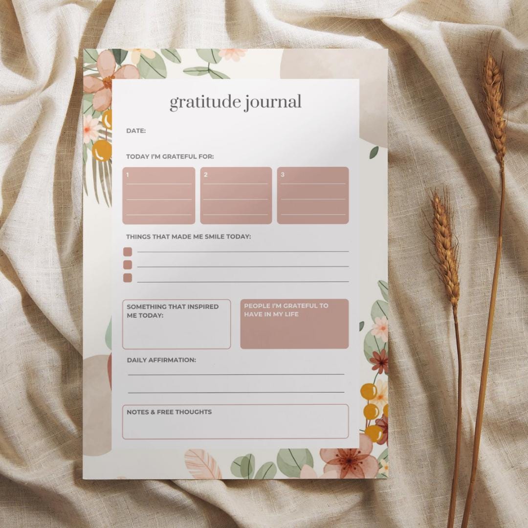 Gratitude Journal Printable | Daily Gratitude PDF | Mindfulness Journal ...