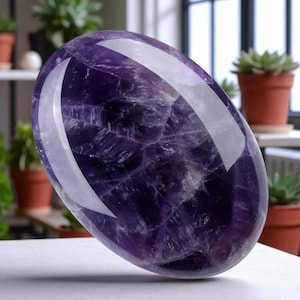 Ametistpalmsten – Naturlig lila kristall, Reiki-helande sten, meditationspalmsten, chakrabalansering, andlig gåva