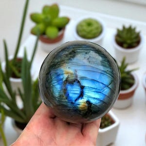 Labradorite Crystal Sphere: Polished Gemstone Divination Orb (60-70mm