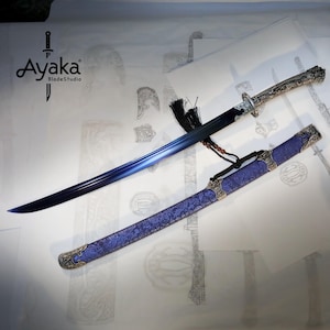 Sōkyū (蒼穹), Handcraft Sword, Original Design, Fantasy Sword, Boyfriend Gift, Cosplay Prop, Husband Gift, Gift for Him