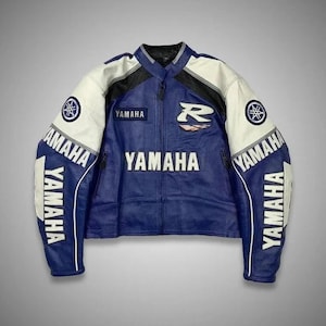 Yamaha R Series Leather Motorcycle Jacket Cowhide Racing Gear