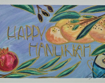 Happy Hanukkah 5 x 7 Blank Fine Art Holiday Greeting Card