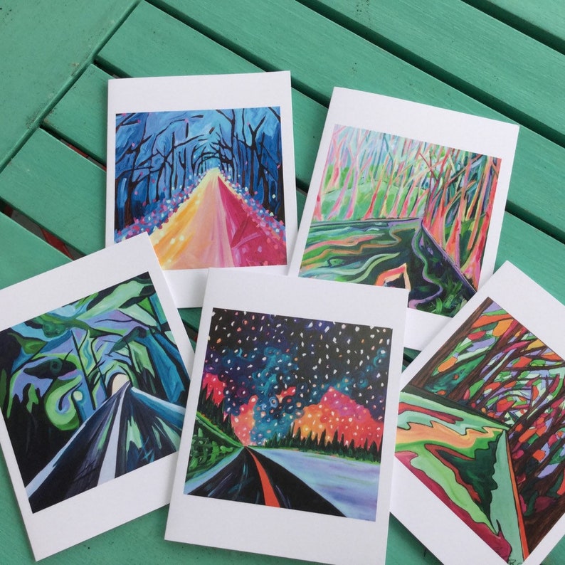 Leaving Space Tropical Leaves Note Card Set of 5 Blank Cards /& Envelopes