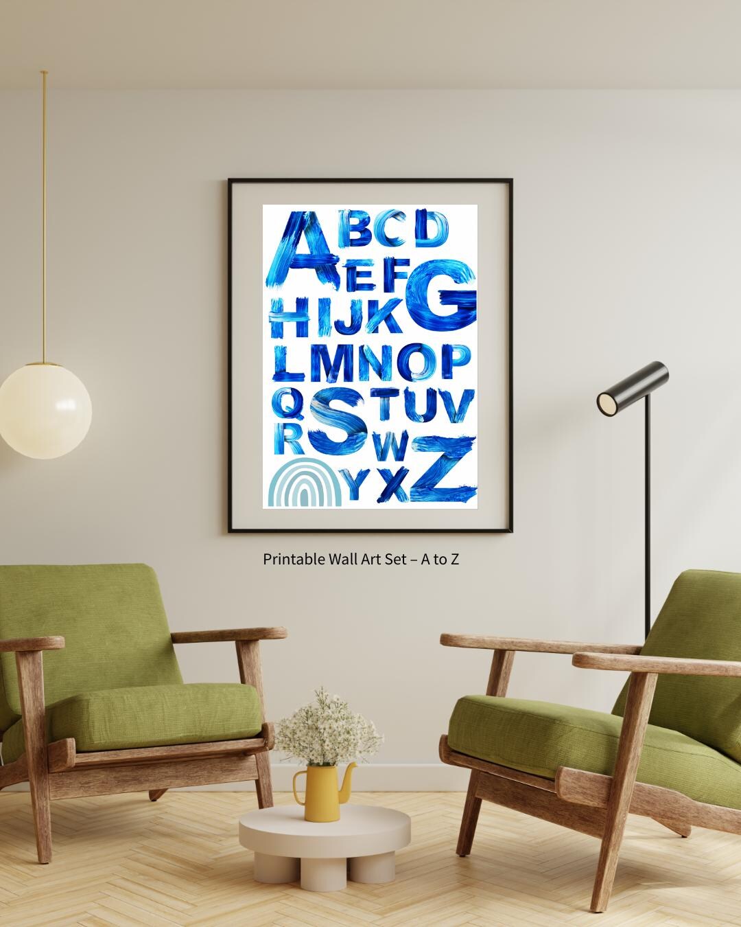 Blau ABC Poster Set: Druckbare Alphabet Wandkunst (Digitaler Download