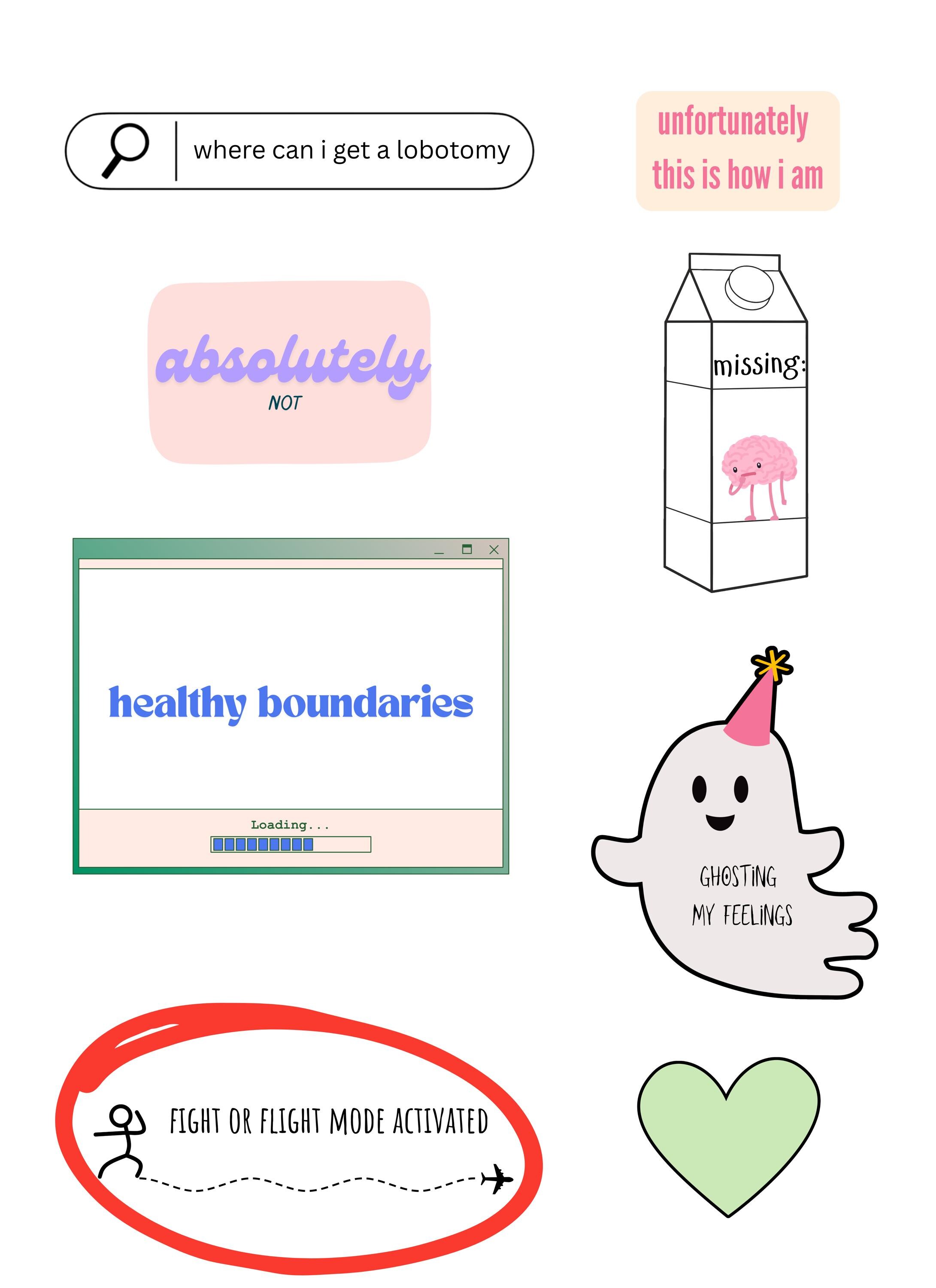 Funny Mental Health Printable Sticker Sheet - Etsy