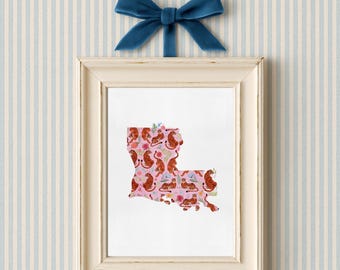 Custom State Art Print: Tropical Tiger Silhouette (Digital Download, PDF Files)