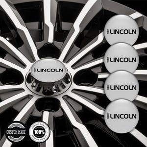 LINCOLN Wheel Center Cap Stickers: 3D Resin Decals, Weatherproof, Self-Adhesive (Set of 4