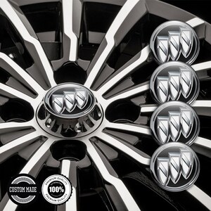 4x Premium Custom Domed Wheel Center Cap Stickers – 3D Resin Decal Buick Logo  – Car Logo Badge – Weatherproof ,Durable and Self-Adhesive