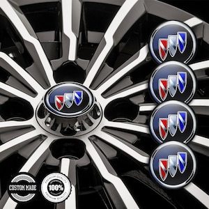 Buick Logo Wheel Center Cap Stickers: 3D Resin Domed Decals (Set of 4)