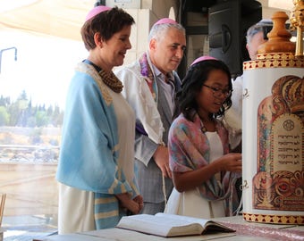 Pastel Silk Tallit: Hand-Marbled Jewish Prayer Shawl