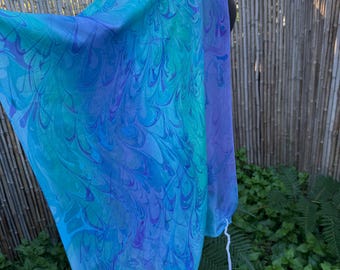 Custom Silk Tallit: Hand-Marbled Jewish Prayer Shawl