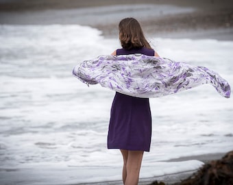Handmade Purple Silk Tallit: Bat Mitzvah Prayer Shawl