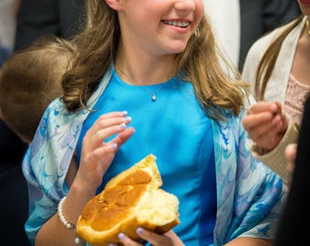 Handmade Wave Silk Tallit: Bat Mitzvah Prayer Shawl