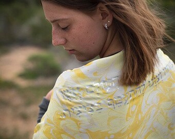 Handmade Yellow Silk Tallit: Jewish Prayer Shawl for Women