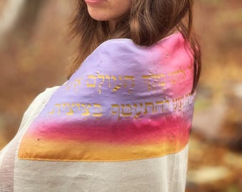 Tallit Organic Cotton | hand-made, one-of-a-kind, jewish prayer shawl, custom tallits for women & girls, tallit for bat mitzvah